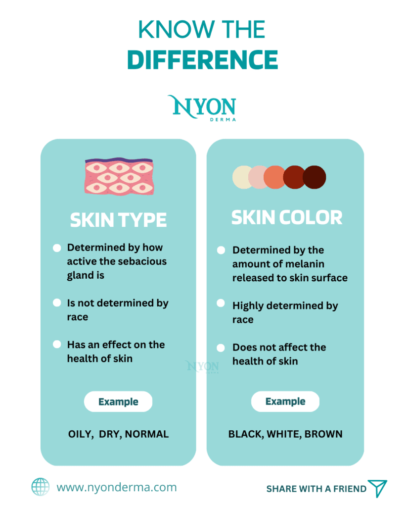 difference between skin type and skin color