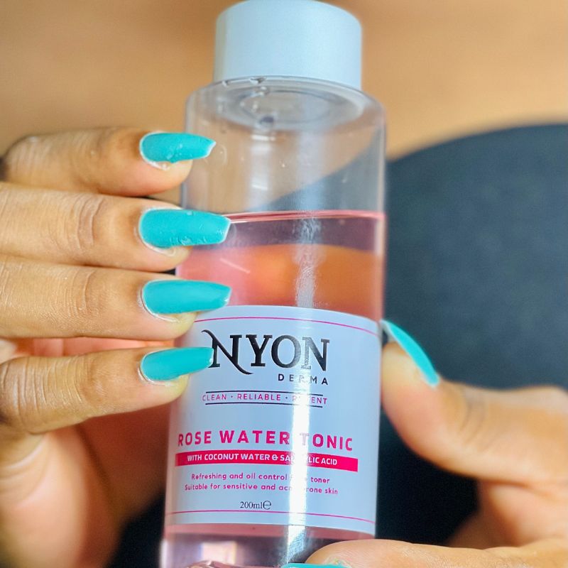 Nyon Derma rose water tonic for gentle and deep cleaning of face to prepare and tone for other products to be absorbed